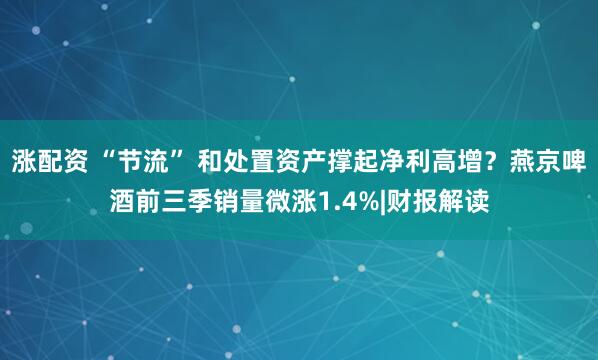 涨配资 “节流” 和处置资产撑起净利高增？燕京啤酒前三季销量微涨1.4%|财报解读